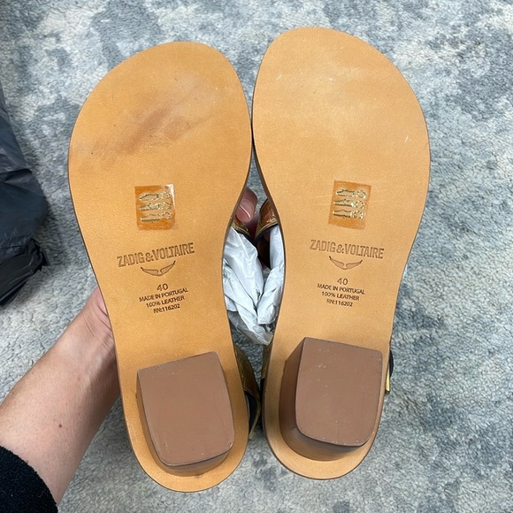 NIB Zadig & Voltaire Cecilia Caprese Sandal Gladiator Leather Gold Sz 40 - Picture 12 of 16
